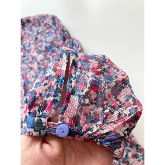 ISABEL MARANT Orion Blue Pink Floral Silk Georgette Mini Tunic Dress, Size 36/XS - Picture 11 of 16